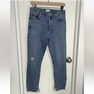 Agolde Jeans Size 28 High Rise Button Fly Straight Leg Distressed